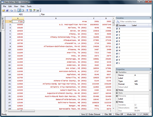 Stata Data Editor