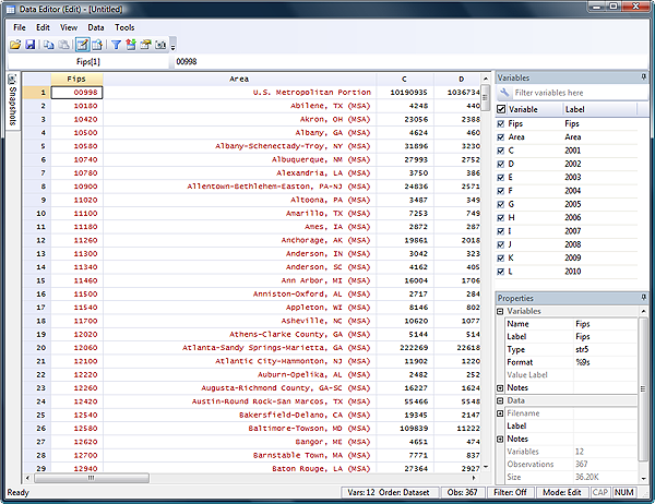 Stata Data Editor